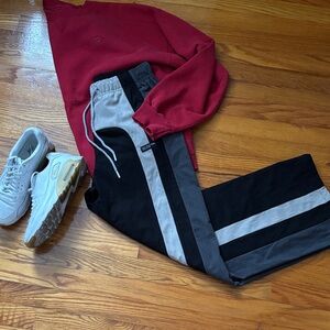 Corduroy Racing Stripe Wide Leg Track Pants